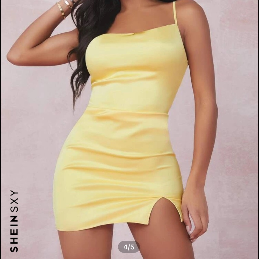 Yellow Satin Cami Dress
